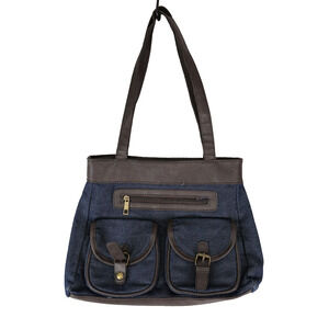 Gold Coast Blue Denim Faux Leather Shoulder‎ Bag